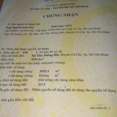 Đất nền chính chủ - Tân Thông Hội