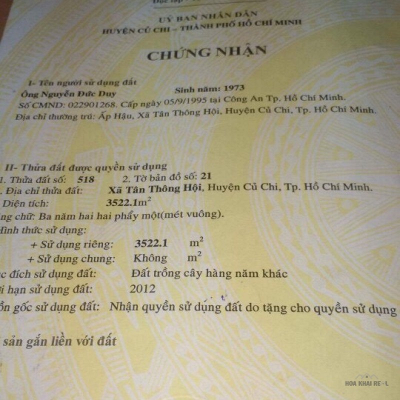 Đất nền chính chủ - Tân Thông Hội